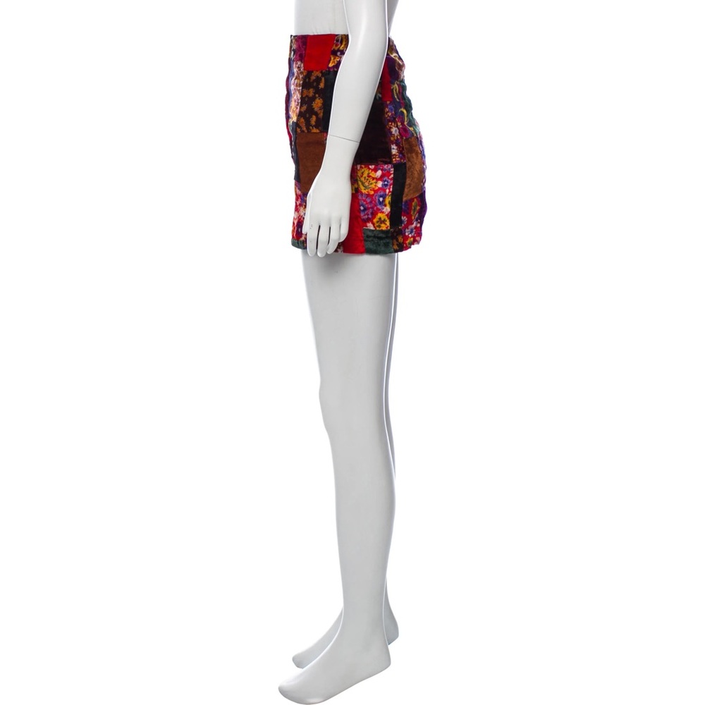 Reformation Multicolor Patchwork Mini Skirt - Red, Brown, Green